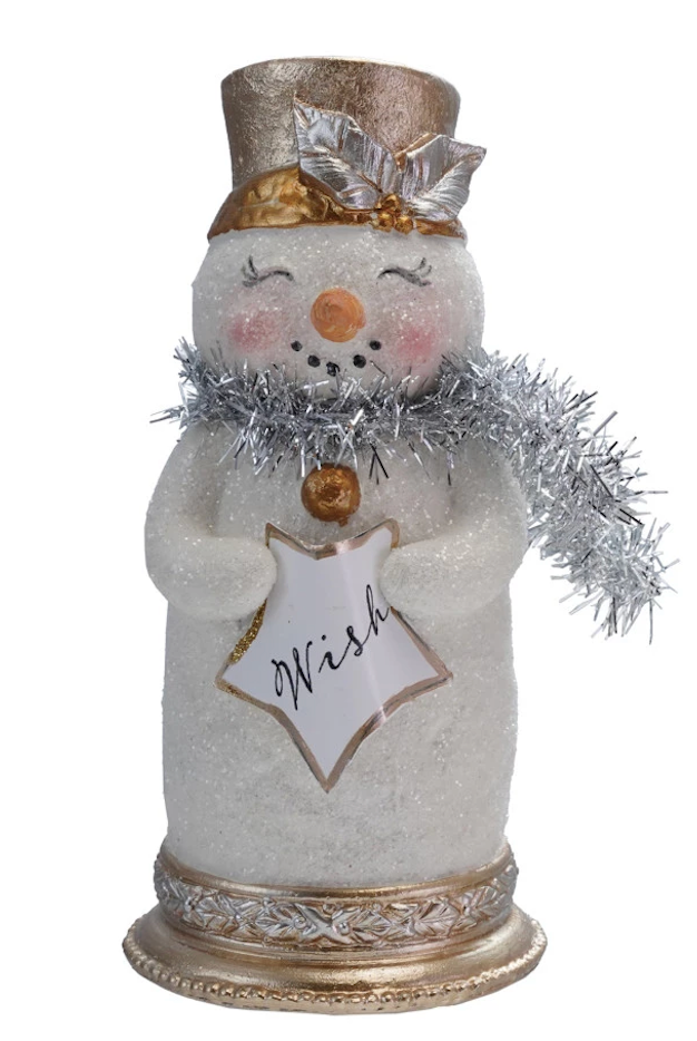Snowman w/Glitter & Tinsel Scarf