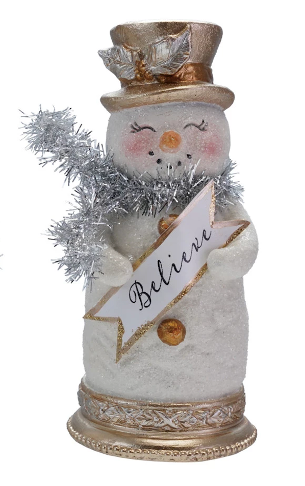 Snowman w/Glitter & Tinsel Scarf