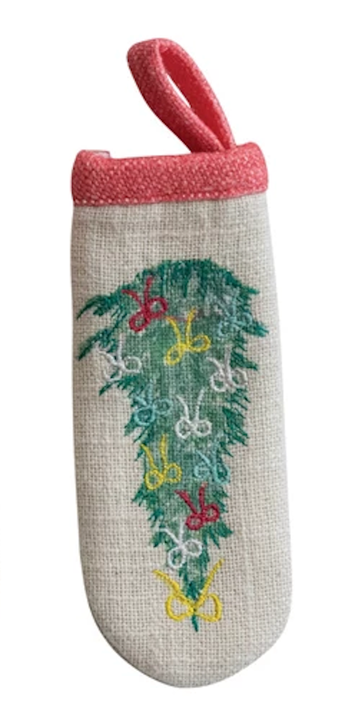 Pot Handle Cover w/Embroidered Christmas Tree