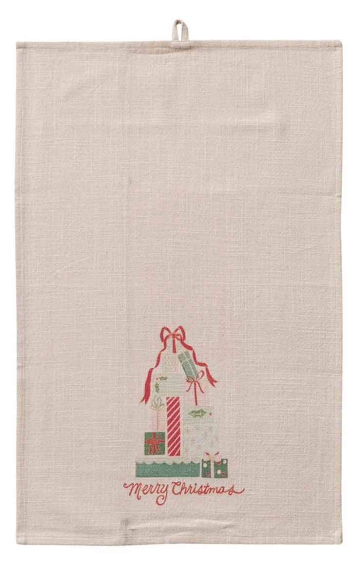 Holiday Slub Printed Tea Towel