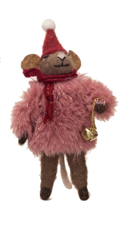 Felt Mouse w/ Faux Fur Sweater