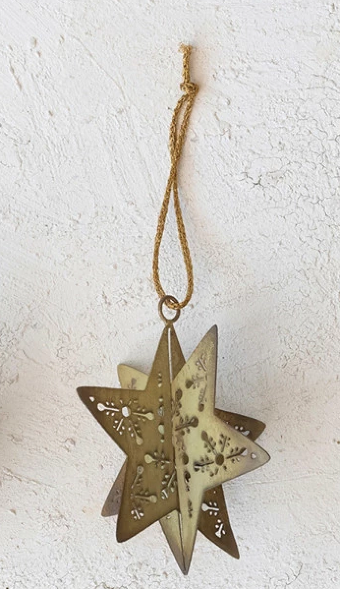 Gold Metal 3D Snowflake Ornament