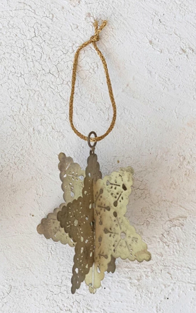 Gold Metal 3D Snowflake Ornament