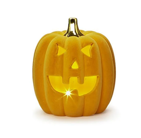 Flocked LED Jack-O-Lantern, Small
