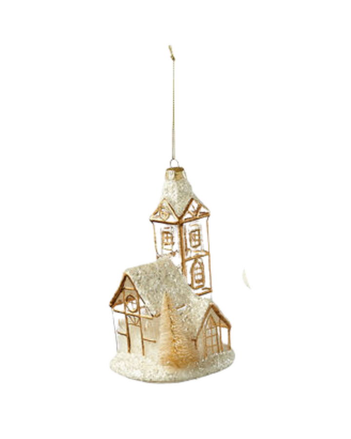 Snowy Gold House Ornament