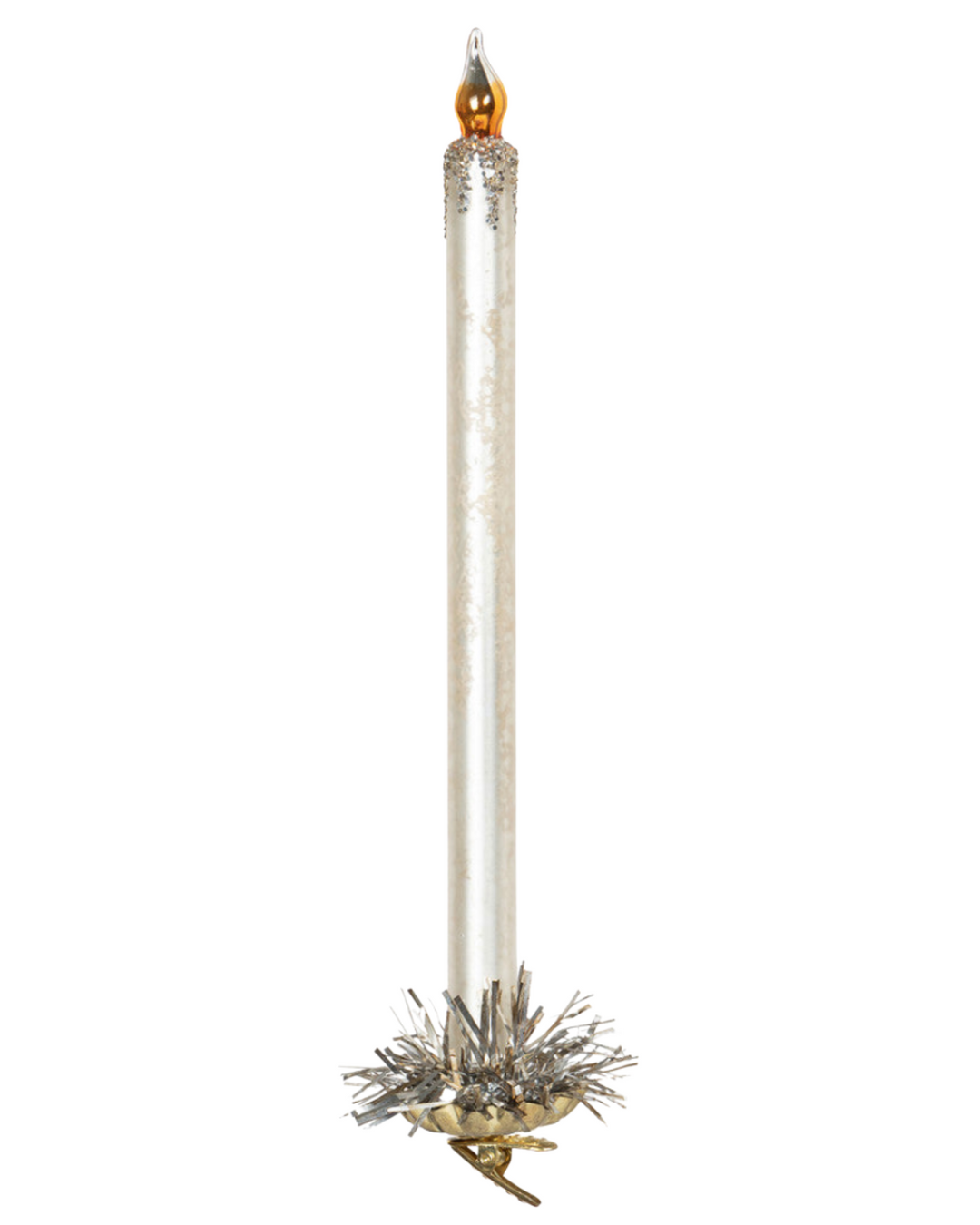 Frosted Ivory Candle Clip-On Ornament