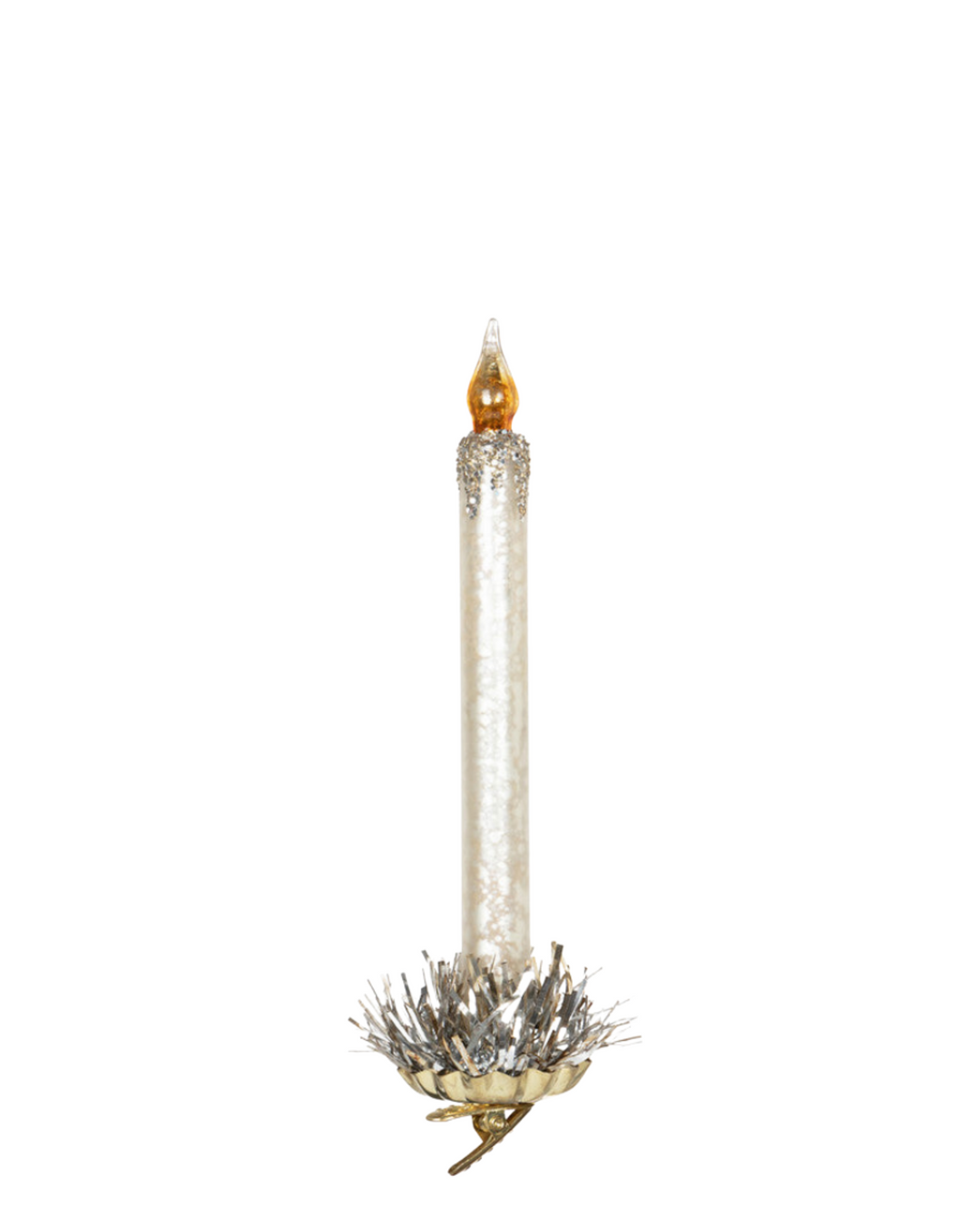 Frosted Ivory Candle Clip-On Ornament