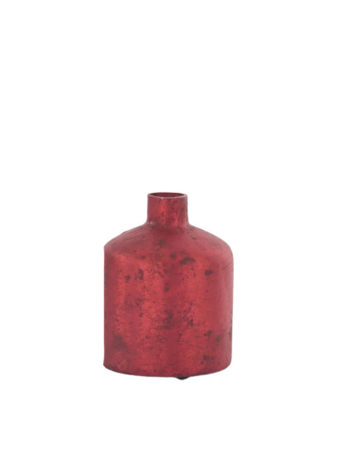 Red Matte Glass Bottle Vase