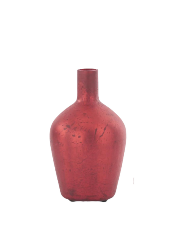 Red Matte Glass Bottle Vase