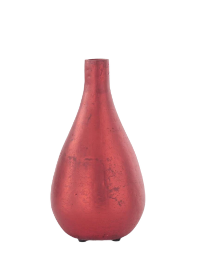 Red Matte Glass Bottle Vase
