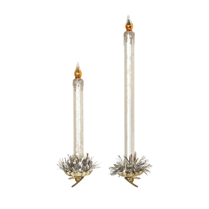 Frosted Ivory Candle Clip-On Ornament