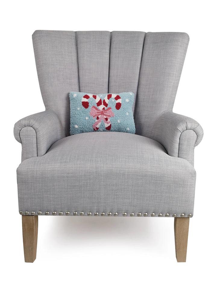 Holiday Candy Canes Hooked Pillow