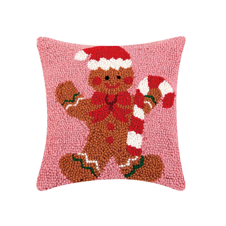 Gingerbread Man Candy Cane Hook Pillow