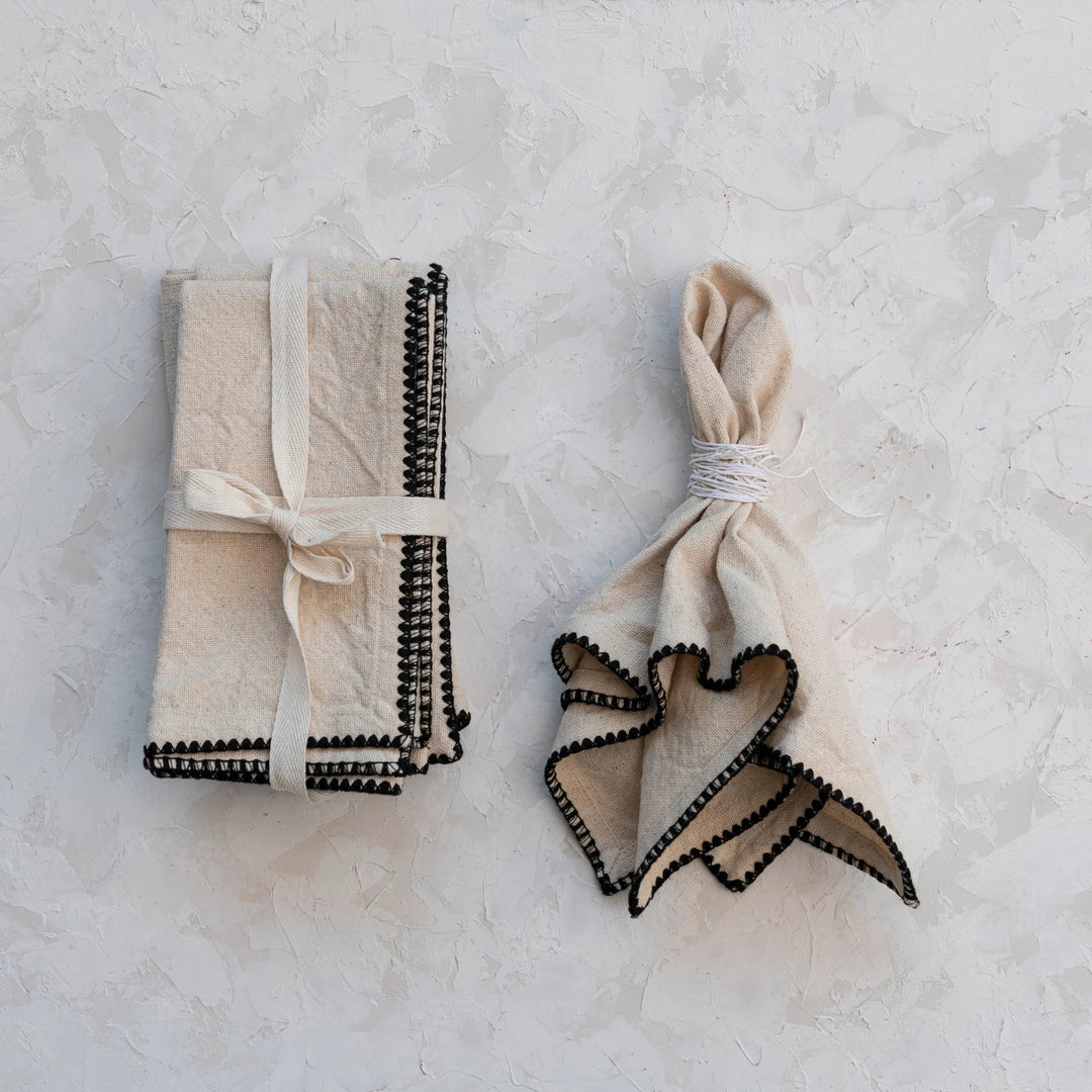 Cotton Napkins w/Edge Stitching, Set of 4