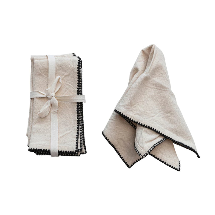 Cotton Napkins w/Edge Stitching, Set of 4