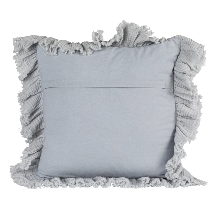 Blue Ruffle Trim Pillow