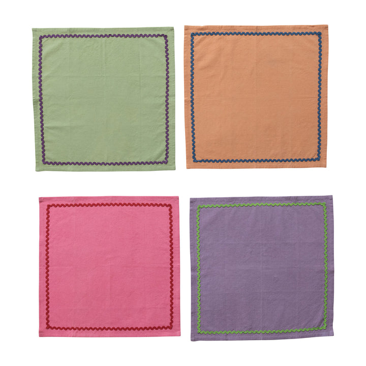 Cotton Napkins w/Ric Rac Trim, Set of 4