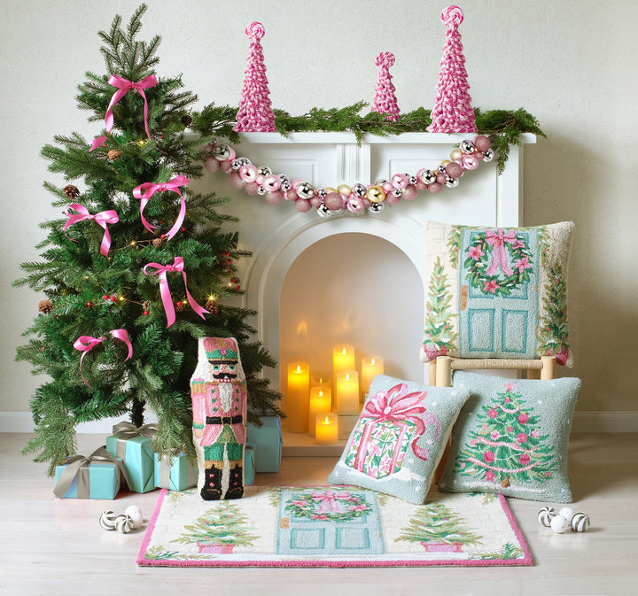 Pink/Green Christmas Tree Hook Pillow