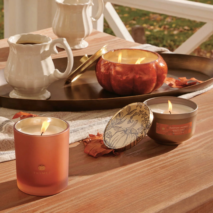 Pumpkin Laurel Poured Tin, Gold Lid