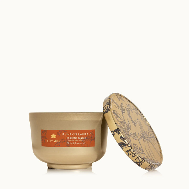 Pumpkin Laurel Poured Tin, Gold Lid