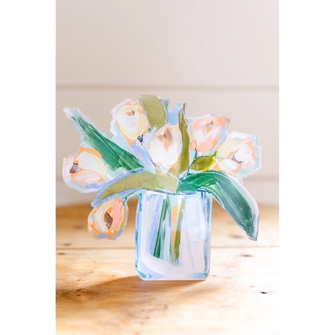 White Tulips Acrylic Bitty Block
