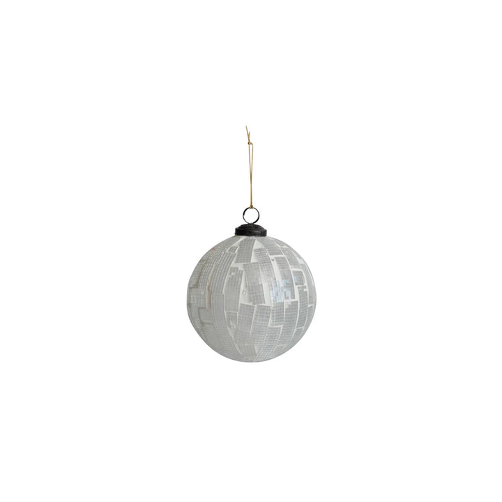 White Mosaic Glass Ball Ornament