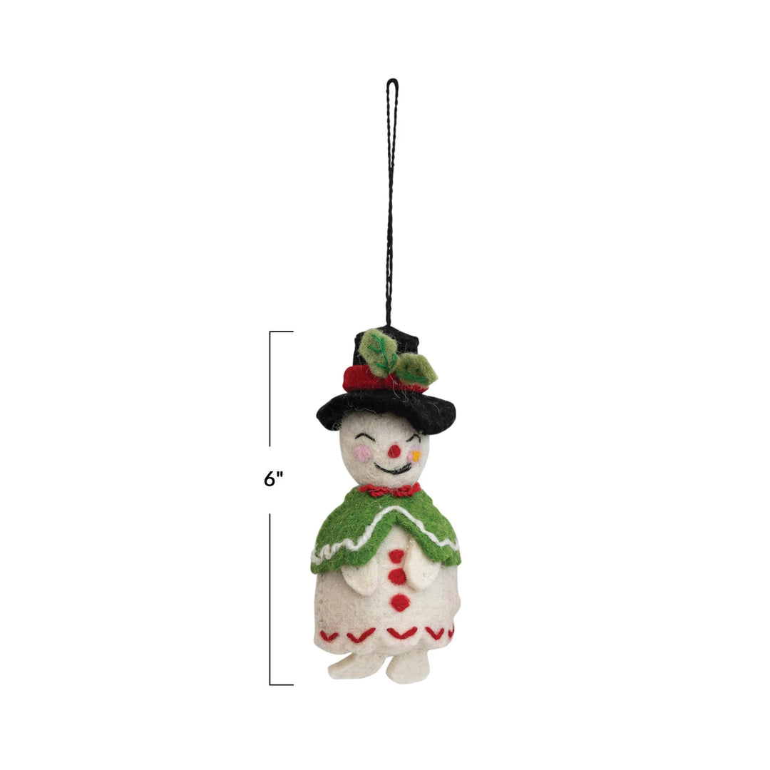 Felt Snowman w/ Hat & Cloak Ornament
