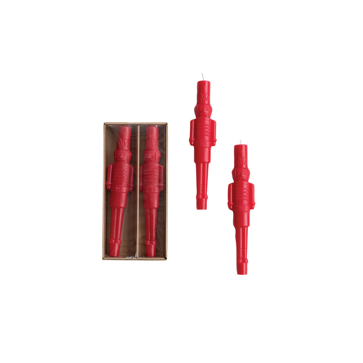 Red Nutcracker Shaped Taper Candles, Set of 2