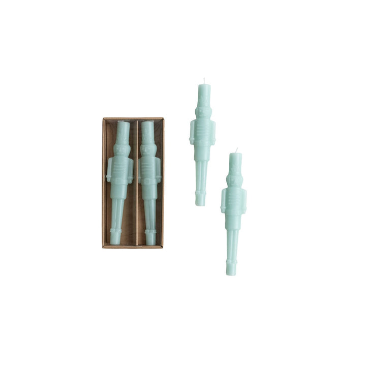 Aqua Nutcracker Shaped Taper Candles, Set of 2