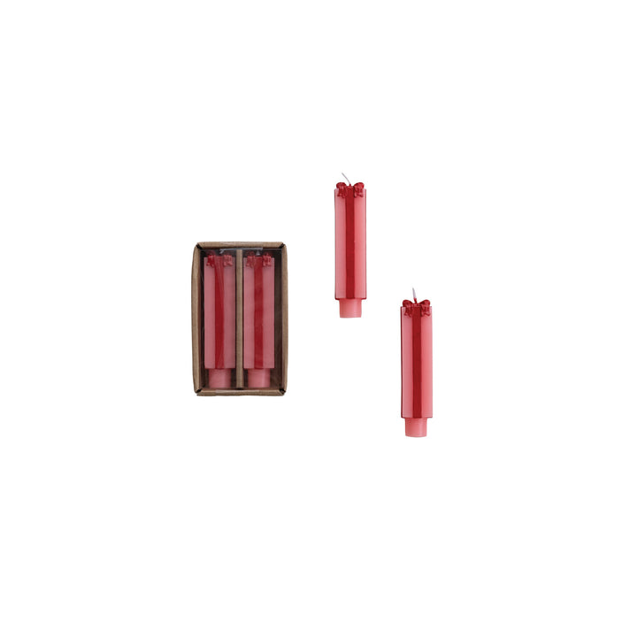 Gift Shaped Taper Candles, Pink & Red, Set of 2