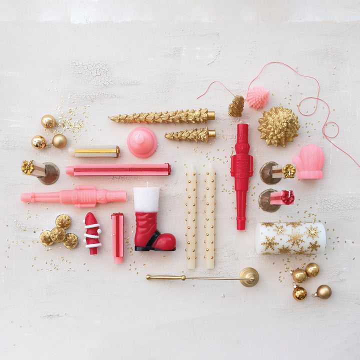 Gift Shaped Taper Candles, Pink & Red, Set of 2