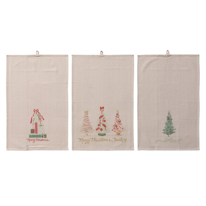 Holiday Slub Printed Tea Towel