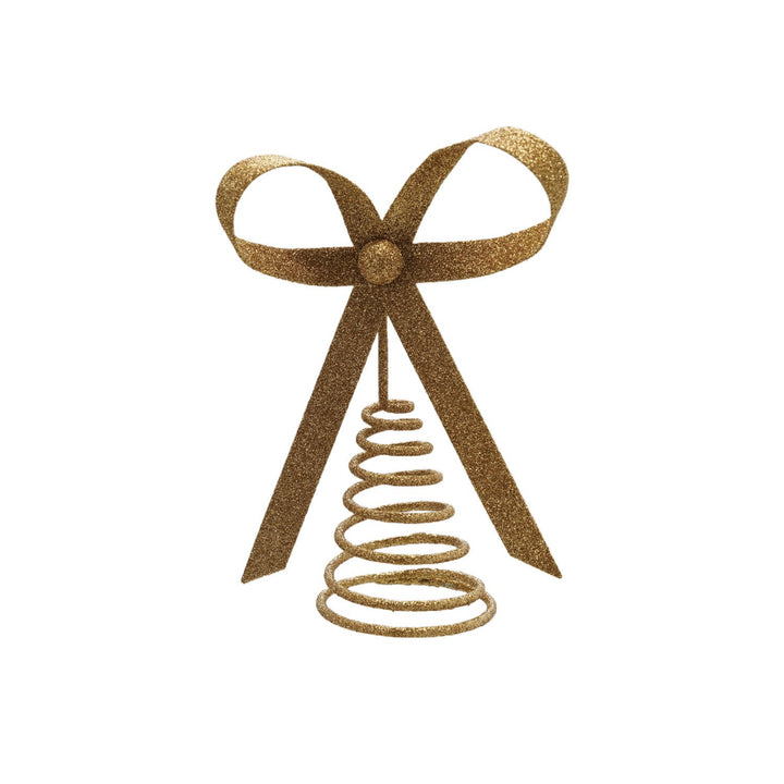 Gold Glittered Metal Bow Tree Topper