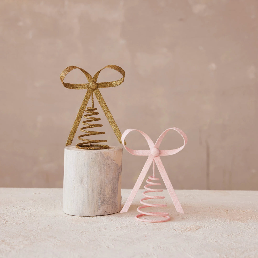 Gold Glittered Metal Bow Tree Topper