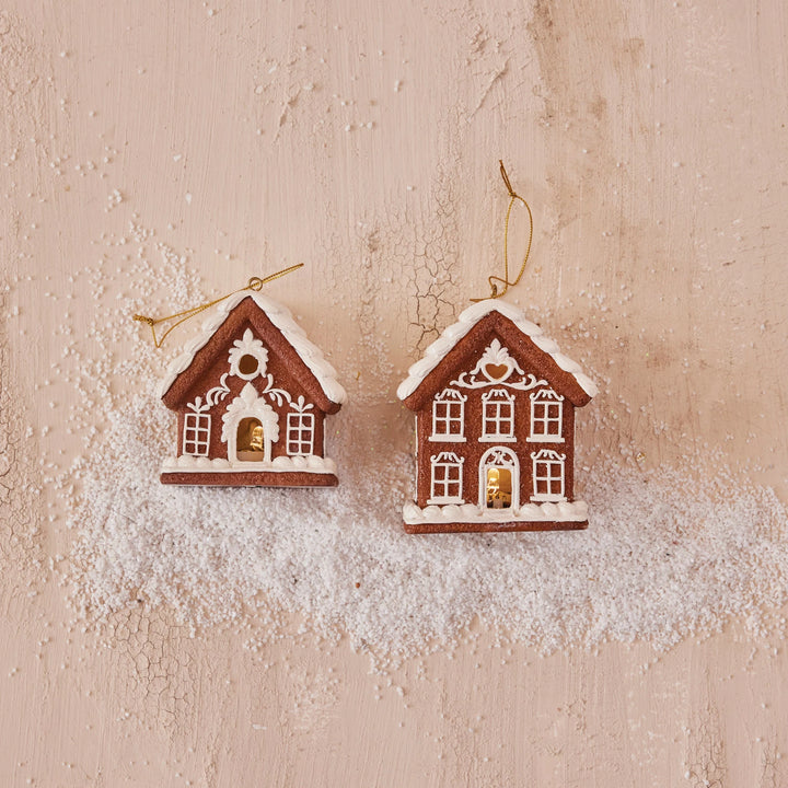 Gingerbread House Ornament w/ LED Light