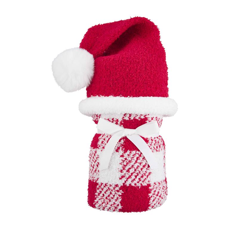 Christmas Checked Hat/Black Set