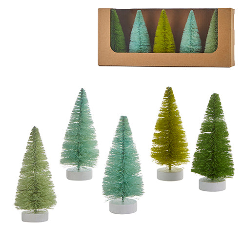 Box of Green Bottle Brush Trees