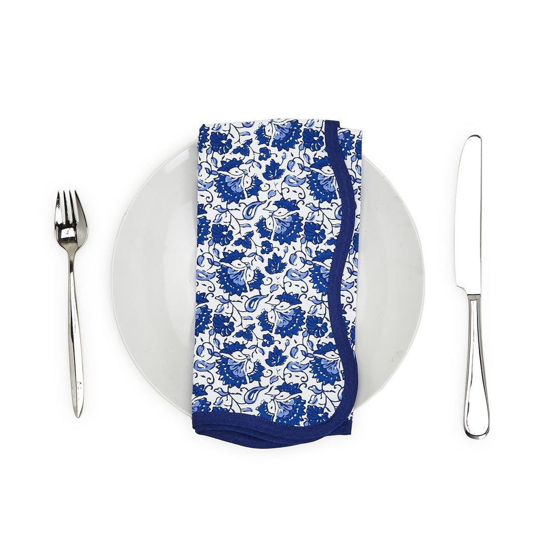 Chinoiserie Blue Floral Printed Napkins, Set of 4
