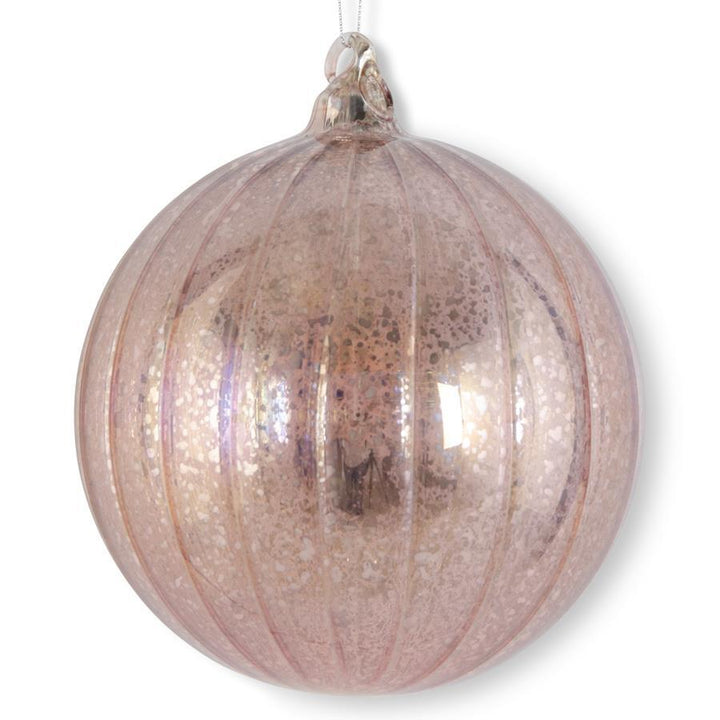 Light Pink Ribbed Mercury Glass Ornament