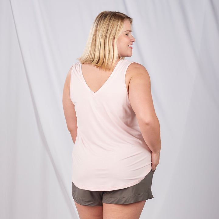 Pink Double V Pajama Tank Top